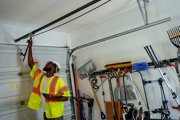 Professional Garage Door Panel Replacement technician working in Rialto, CA